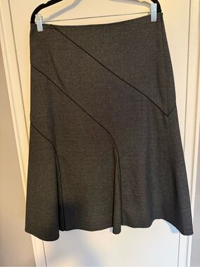 Conrad C Charcoal Grey Flared Midi Skirt Size 12 Proportion Petite